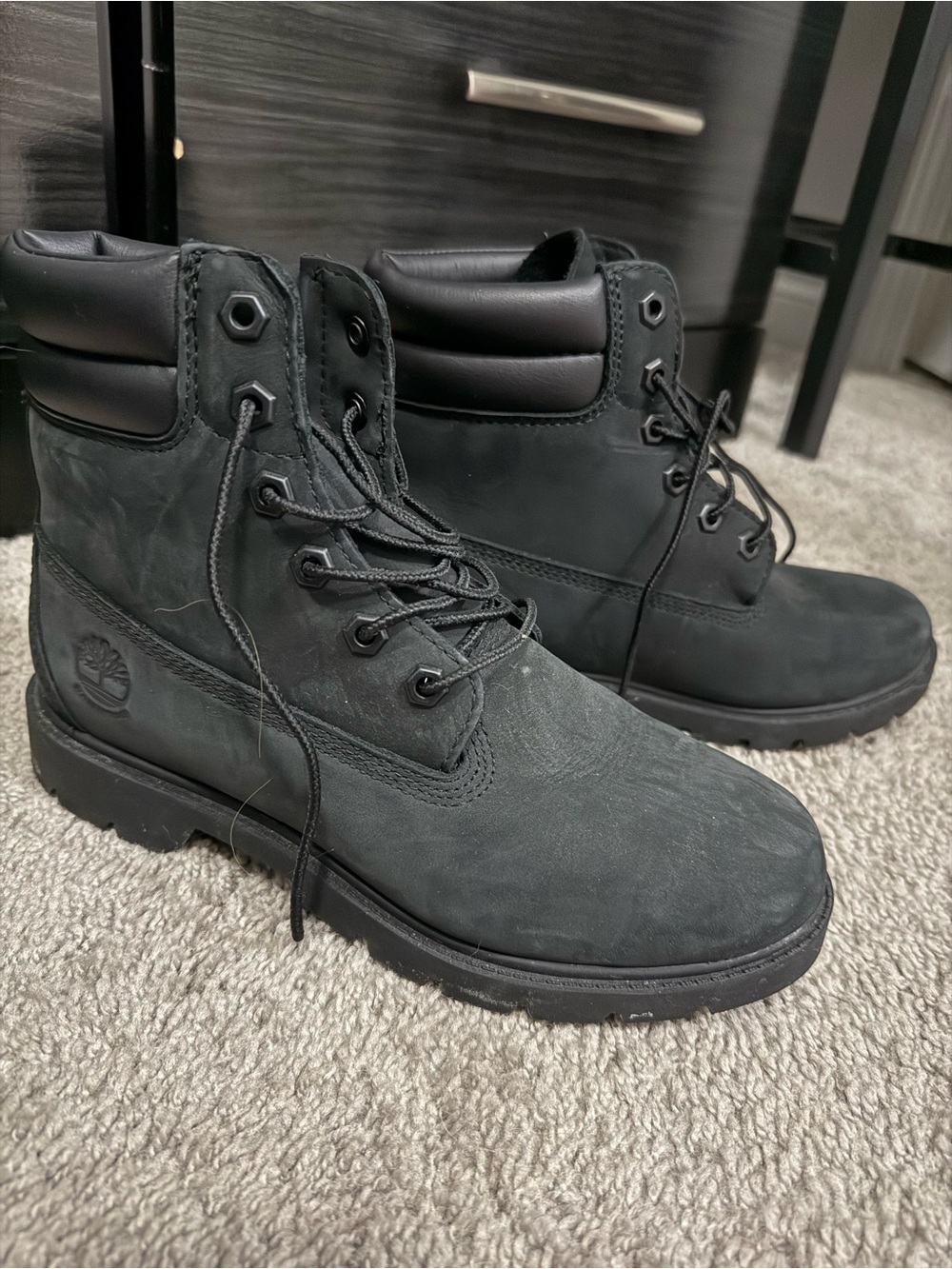 Timberland Black Leather Lace-Up Work Boots
